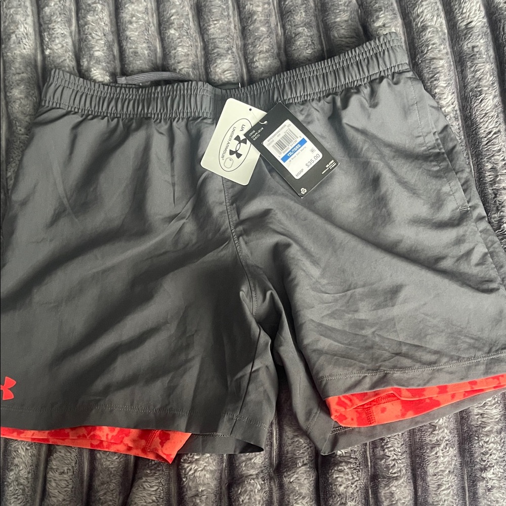 Under Armour Men's Charcoal and Crimson Athletic Shorts